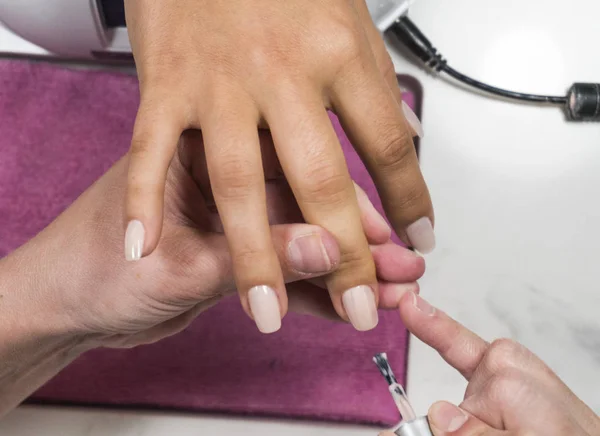 Processus Beauté Des Ongles Polissage Peinture — Photo