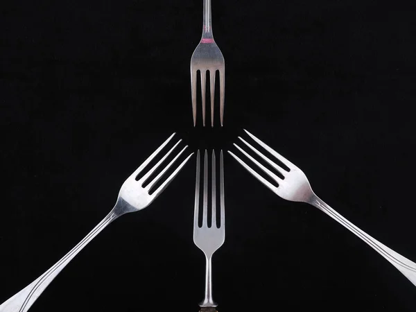 Forks Egy Fekete Háttér — Stock Fotó