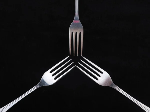 Forks Egy Fekete Háttér — Stock Fotó