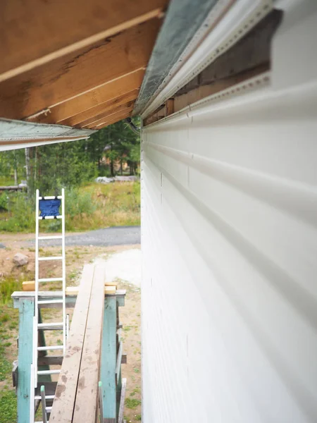 Byggandet Ram Huset Ytterväggar Installation — Stockfoto