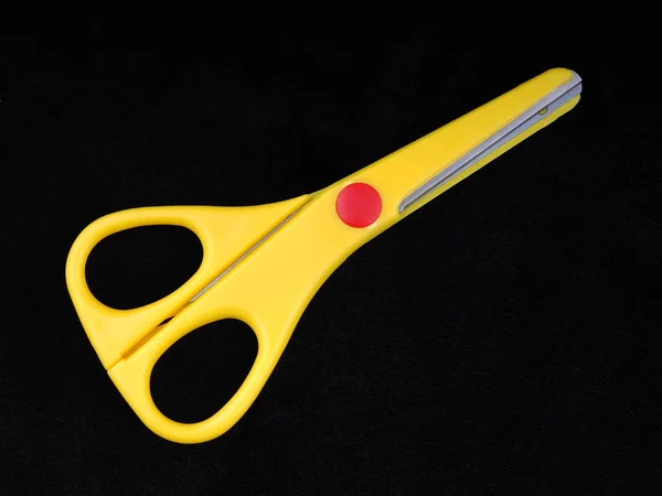 Yellow Scissors Black Background — Stock Photo, Image