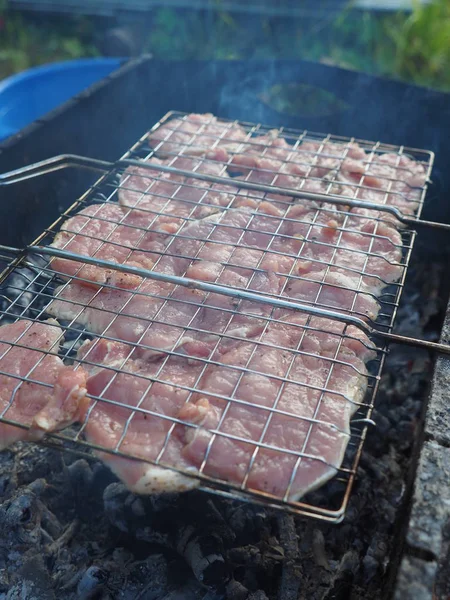 Carne grelhada cozida na grelha — Fotografia de Stock