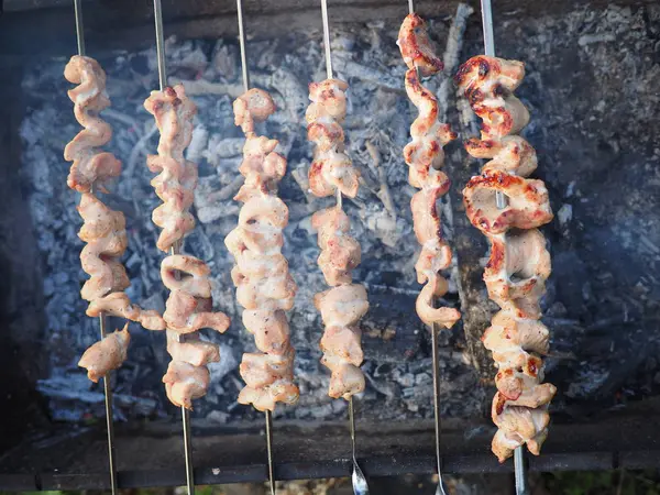 Gegrild vlees gekookt op de grill — Stockfoto