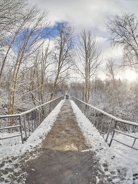 Ponte sul fiume in inverno. Russia — Foto Stock