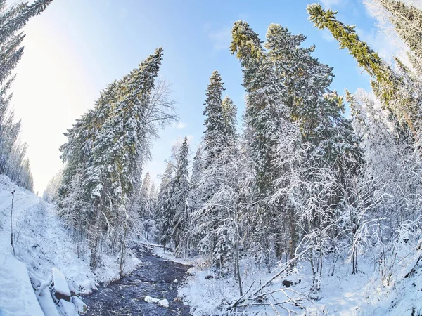 Flod på vintern. Ryssland — Stockfoto