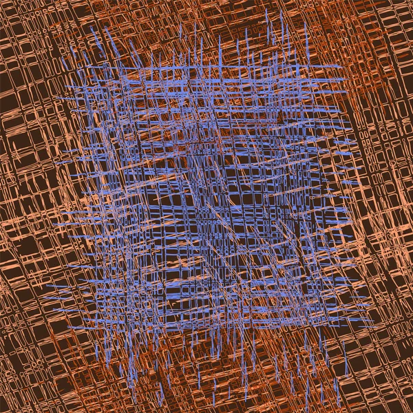 粗糙的垃圾条纹和格子内疚的棕色 蓝色的无缝模式 — 图库矢量图片