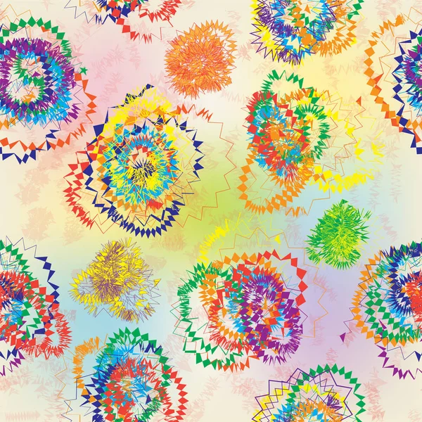 Modèle Sans Couture Avec Rainbow Grunge Tourbillonné Zigzag Éléments Ovales — Image vectorielle