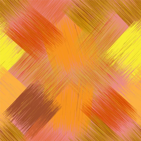 Sömlös Diagonala Mönstret Med Grunge Randig Fyrkantig Element Gul Orange — Stock vektor