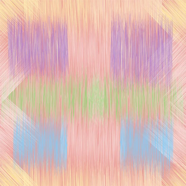 グランジ ストライプ ピンク ブルー バイオレット グリーンのパステル カラーの正方形要素とカラフルなシームレス パターン — ストックベクタ