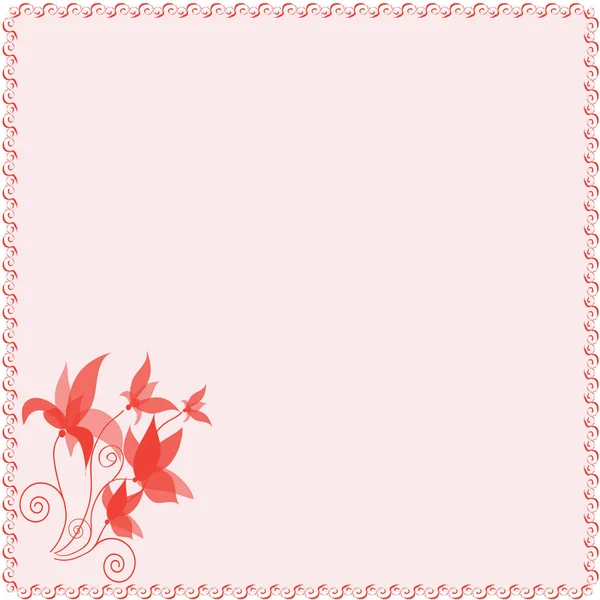 Fyrkantig gratulationskort med abstrakta blommor, dekorativ ram — Stock vektor