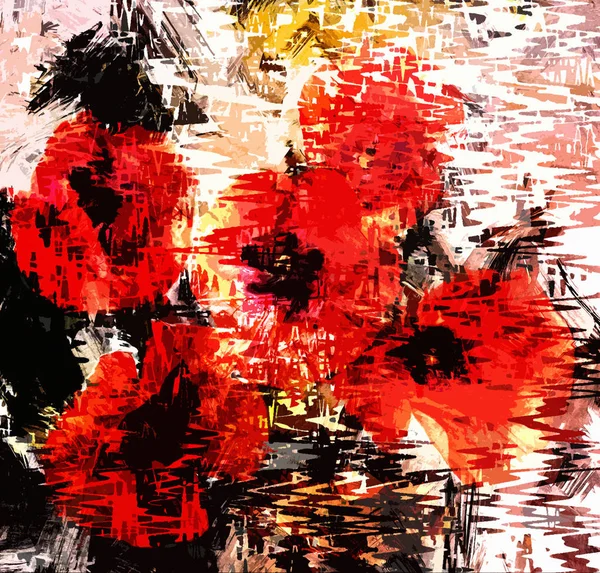 Fond floral abstrait avec des poppirs stylisés — Photo