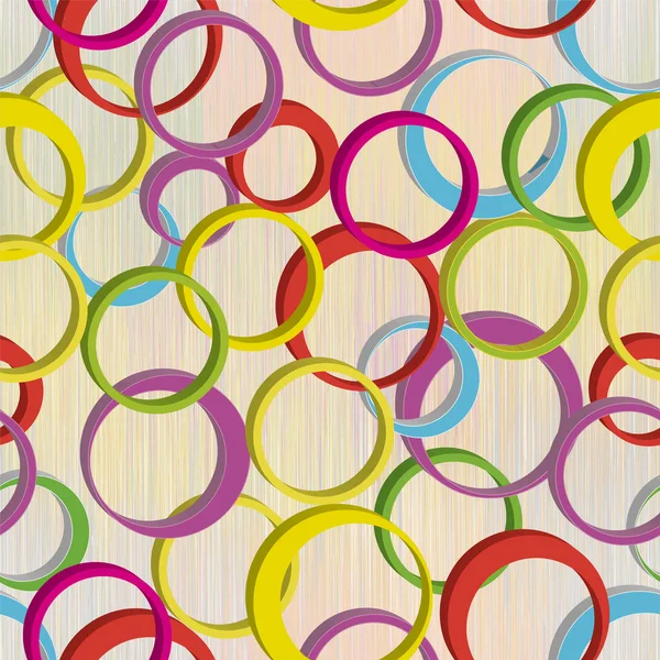 Bezproblemowy wzór z kolorowymi pierścieniami 3D na grunge paski — Wektor stockowy