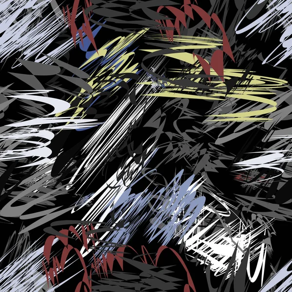 Бесшовный рисунок с красочной полосой гранжа, волнистый хаос — стоковый вектор