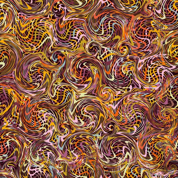 Grunge gestreept en wervelde kleurrijke naadloze patroon — Stockvector