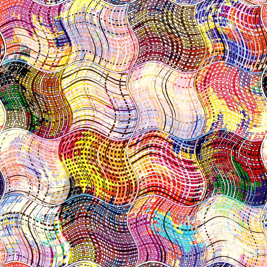 Rainbow grunge stained , striped, checkered  wavy background