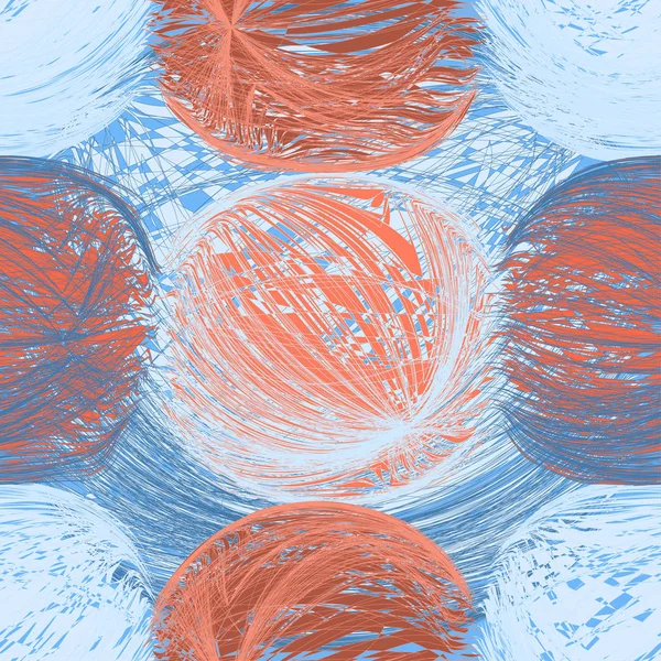 无缝图案与抽象缠绕在橙色，蓝色 — 图库矢量图片