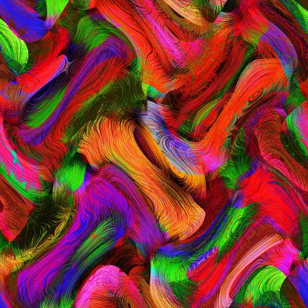 Arco-íris escova fundo com grunge listrado, ondulado emaranhado fendas — Fotografia de Stock