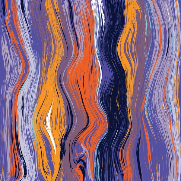 Vertical grunge striped wavy background in blue, orange , white — Stock Vector