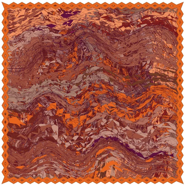 方块地毯 格子布 绣花挂毯 用橙色 米黄色和白色背景隔离的装饰条纹织成抽象东方波纹染色图案 — 图库矢量图片