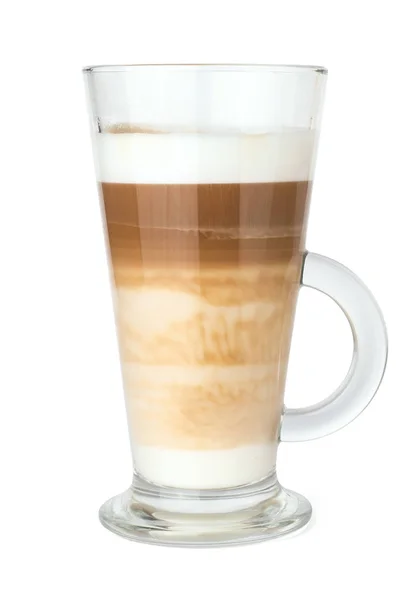 Koffie Latte Glas Witte Achtergrond Achtergrond Geïsoleerd Stockafbeelding