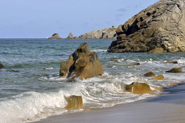 Beach Cliff Rocky Wild Coast Peninsula Quiberon Morbihan Department Brittany — Stock Photo, Image