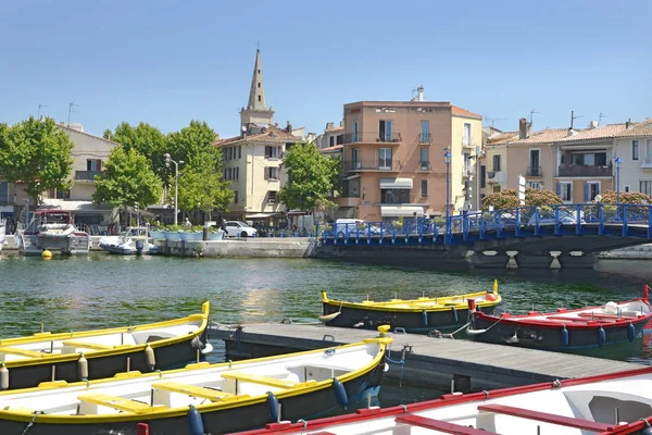 Hafen Und Farbige Kleine Boote Martigues Frankreich Einer Gemeinde Nordwestlich — Stockfoto