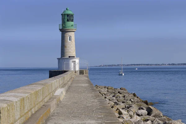 Vuurtoren Van Trehic Jetty Croisic Een Gemeente Het Departement Loire — Stockfoto