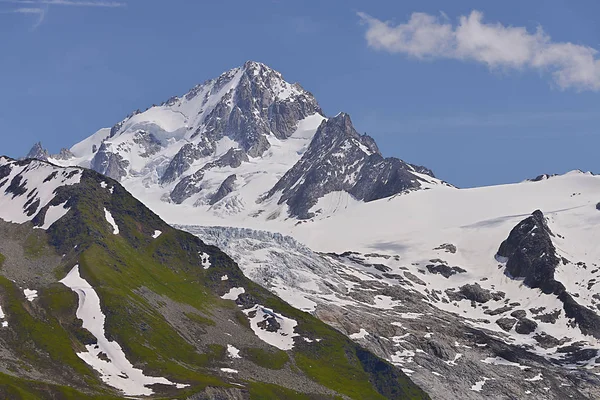 Kısmen Karlı Dağı Nda Fransa Haute Savoie Bölümü Fransız Alpleri — Stok fotoğraf