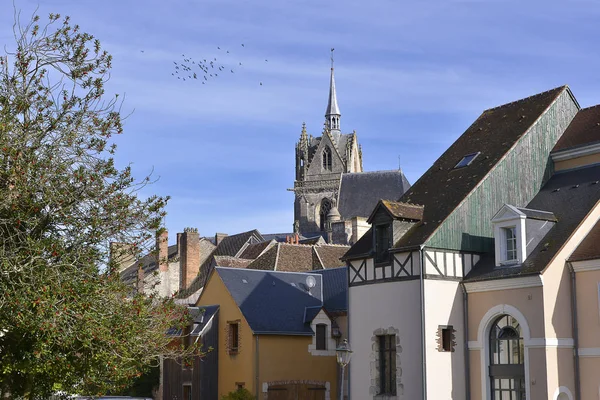 Fert Bernard Templom Notre Dame Des Marais Háttérben Francia Megyében — Stock Fotó
