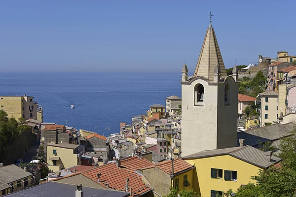 Village Riomaggiore Saint Jean Baptiste Church Commune Province Spezia Situated — Stock Photo, Image