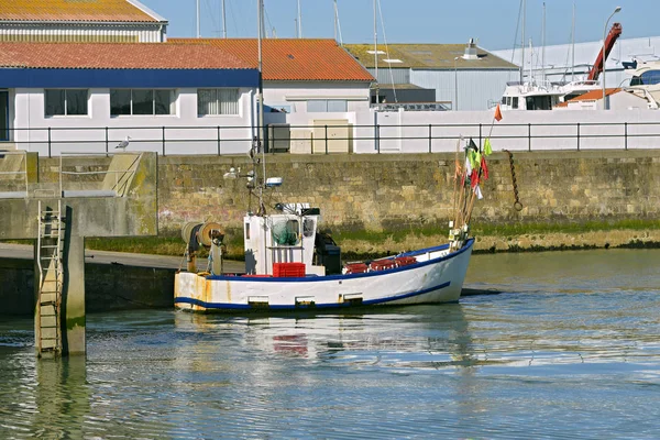 在法国西部卢瓦尔河地区文德省诺尔穆蒂埃岛的利尔包迪尔港的渔船 — 图库照片