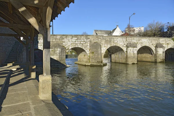 Starý Most Umývadla Sarthe Alenonu Dolní Normandii Regionu Francie — Stock fotografie