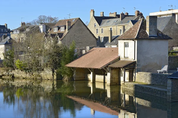 Pavilhões Margem Sarthe Uma Casa Lavagem Alenon Região Baixa Normandia — Fotografia de Stock