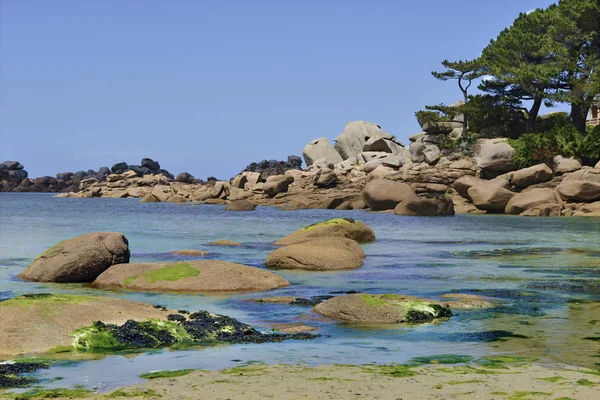 Famous Pink Granite Rocks Coast Cte Granite Rose French Ploumanac — Stock Photo, Image