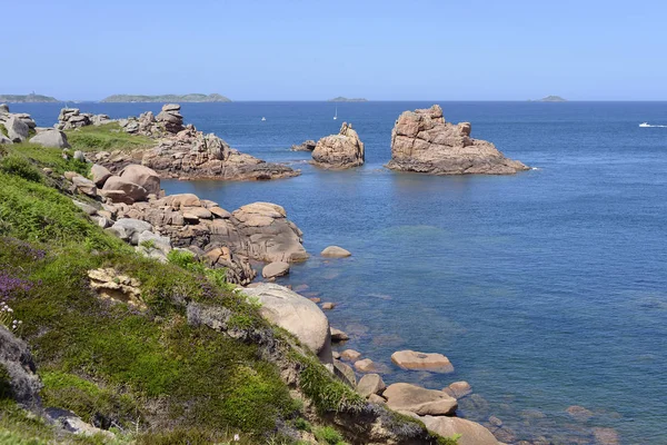 Famous Pink Granite Coast Cte Granite Rose French Ploumanac Islands — Stock Photo, Image