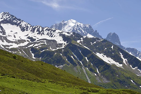 Kısmen Karlı Dağı Nda Fransa Haute Savoie Bölümü Fransız Alpleri — Stok fotoğraf