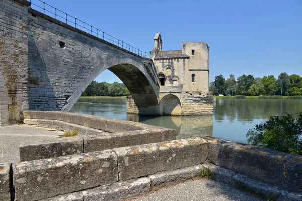 Beroemde Pont Van Saint Bnzet Pont Avignon Met Kapel Van — Stockfoto