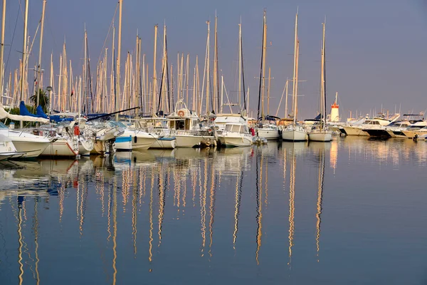 Hafen Von Hyres Les Palmiers Ende Des Tages Gemeinde Département — Stockfoto