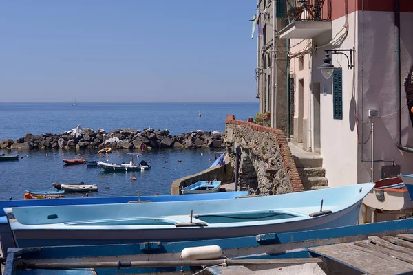 Village Riomaggiore Bougainvillea Foreground Riomaggiore Commune Province Spezia Situated Small — Stock Photo, Image