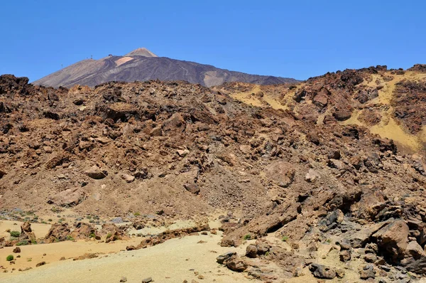 Ηφαίστειο Teide Pico Del Teide Στο Παρασκήνιο Όγκους Λάβας Στην — Φωτογραφία Αρχείου