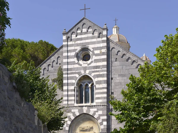 Igreja Belfry San Lorenzo Portovenere Porto Venere Uma Cidade Comuna — Fotografia de Stock