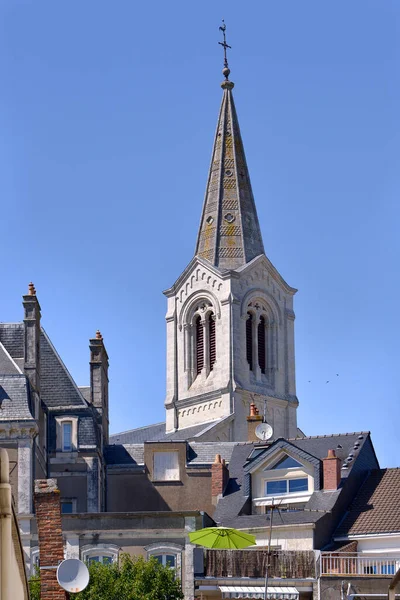 Campanario Iglesia Saint Gilles Pornic Región Pays Loire Oeste Francia —  Fotos de Stock