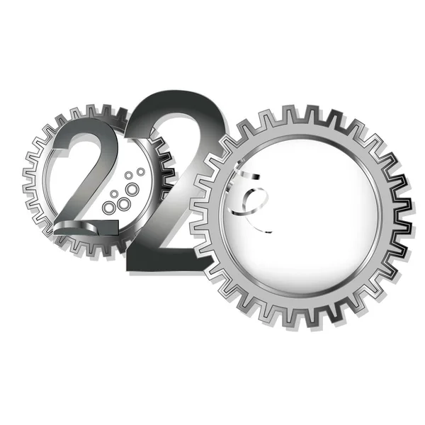 Neujahr 2020. Figuren aus Metall. Bewegung zum Ziel Stockillustration