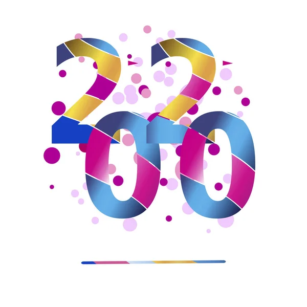 2020 Un felice anno nuovo auguri. Astratto celebrare congratulandosi con i numeri vetrate. Logo giubilare o di compleanno. illustrazione multicolore . — Vettoriale Stock