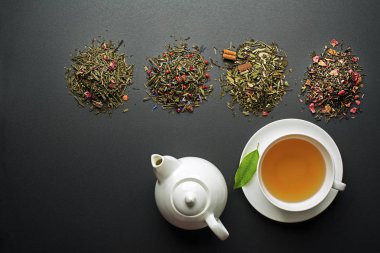 Bardak çay kuru çay farklı türleri topluluğu ile