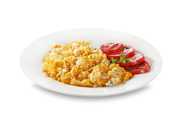 Deleite Desayuno Con Huevos Revueltos Hierbas Tomates — Foto de Stock