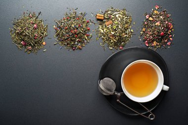 Bardak çay kuru çay farklı türleri topluluğu ile