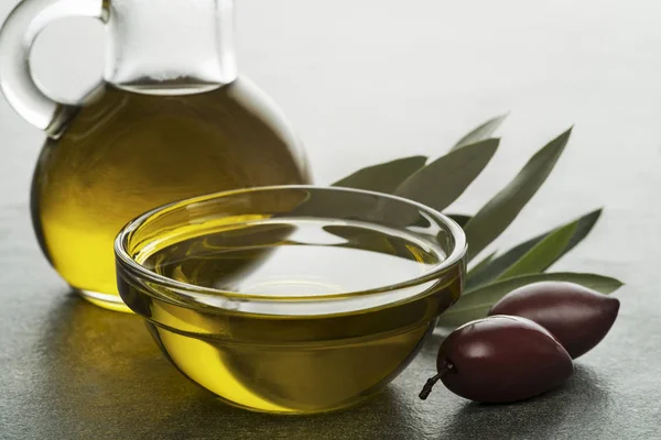 Bottle Olive Oil Olives Close — Stock Photo, Image