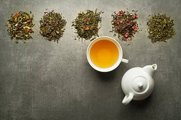 Cup Tea Dry Tea Collection Different Types — Stock Photo, Image