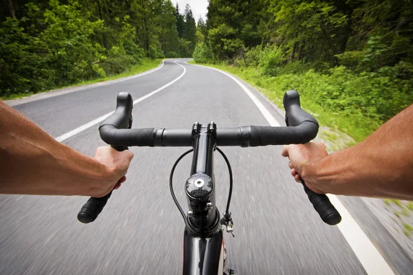 Ciclismo Estrada Tiro Velocidade Grande Ângulo Paisagem Ciclismo Estrada — Fotografia de Stock